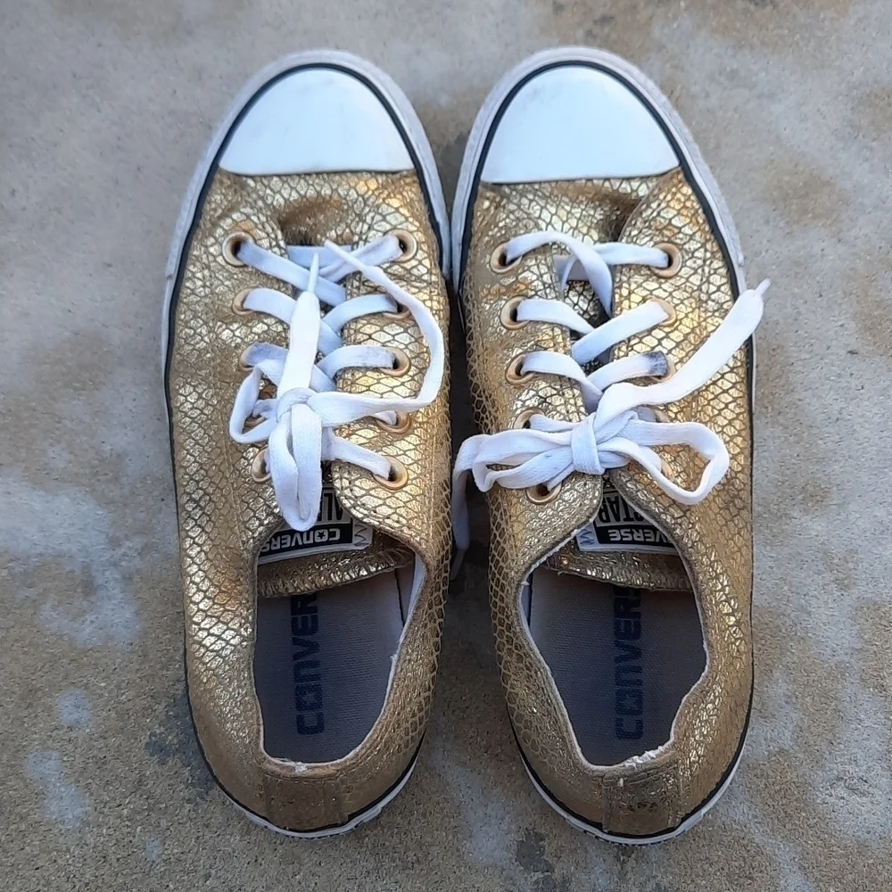 Converse Chuck Taylor All Star Metallic Gold Snakeskin Low Top Sneakers Women's